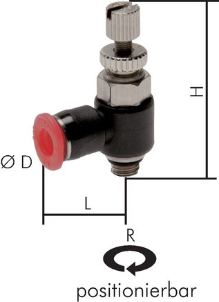 Exemplarische Darstellung: Mini-Drosselrückschlagventil (zuluftregelnd)